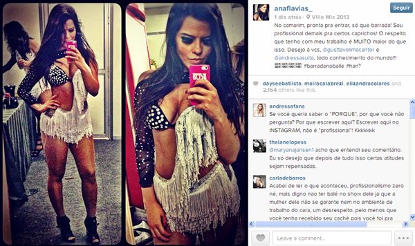 A danarina fez um relato do problema no Instagram (@naflavias_/Reproduo/Instagram)