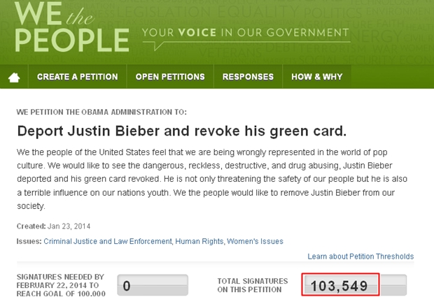 A petio passou de 100 mil assinaturas em menos de uma semana (Reproduo/Internet)