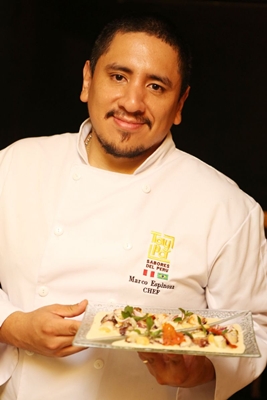 O chef Marco Espinoza apresenta novos ceviches, como o apimentado, que leva polvo grelhado e chuchu
 (Fabricio Rodrigues/Divulgação)