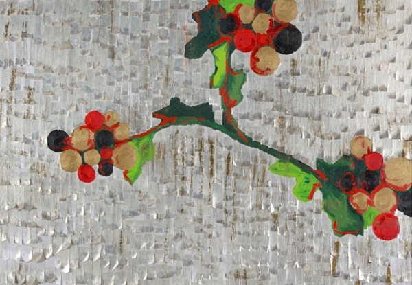 As tcnicas de colagem, sobreposio de papis artesanais sobre tela criam composies nicas
 (Gabinete Arte k2o/Divulgao)