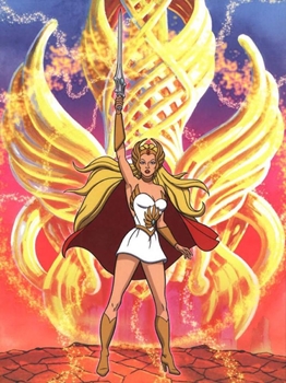 Adora se transformava em She-Ra quando erguia a espada e entoava a frase: %u201CPela honra de Greyskull%u201D (Internet/Reproduo)